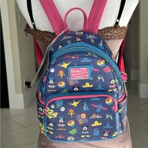 Loungefly 2024 Blue and Pink Mickey Minnie Disney World Design NWT